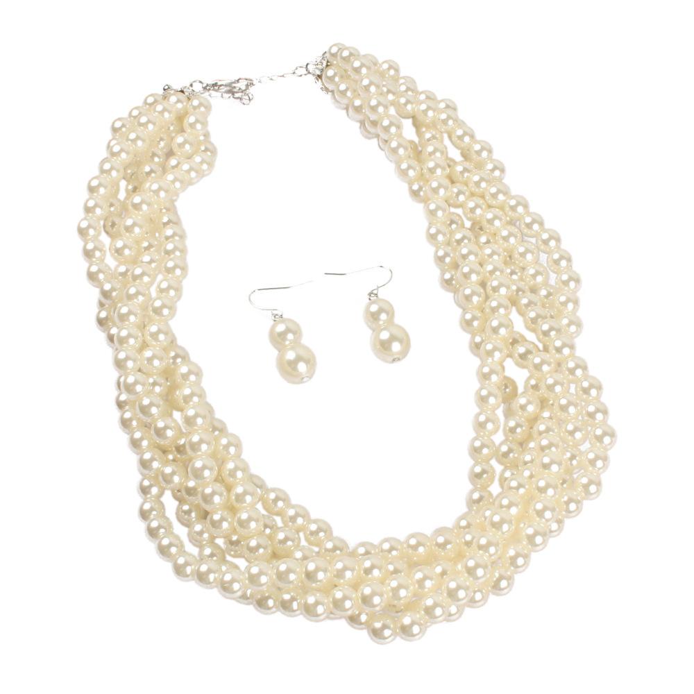 eBay модный акцент АБС-пластик имитация жемчуга плетеное колье популярное