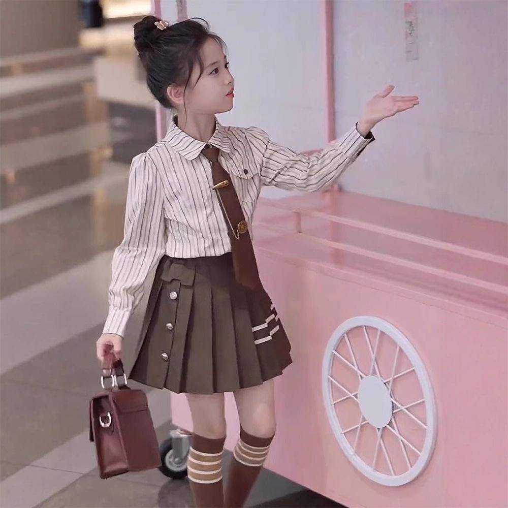 Girls' Pleated Skirt JK Uniform Set - 2025 Fashionable Academy Style for Spring & Autumn