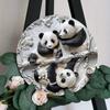 1 Stück Panda Familie Holz Wandkunst - Holz Rundes Schild, 8x8 Zoll Außendekor, Kein Strom Erforderlich, Hängezubehör für Zuhause, Schlafzimmer