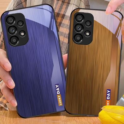 Houtnerf Gestreept Voor Samsung Galaxy S 8 9 10 20 Plus 21 FE 22 23 24 Ultra S7 Edge Zwart Gehard Glas Telefoonhoesje Harde Schaal