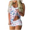 Women Print Pajamas Sleeveless Lace Cami Shorts Lingerie Sleepwear Set