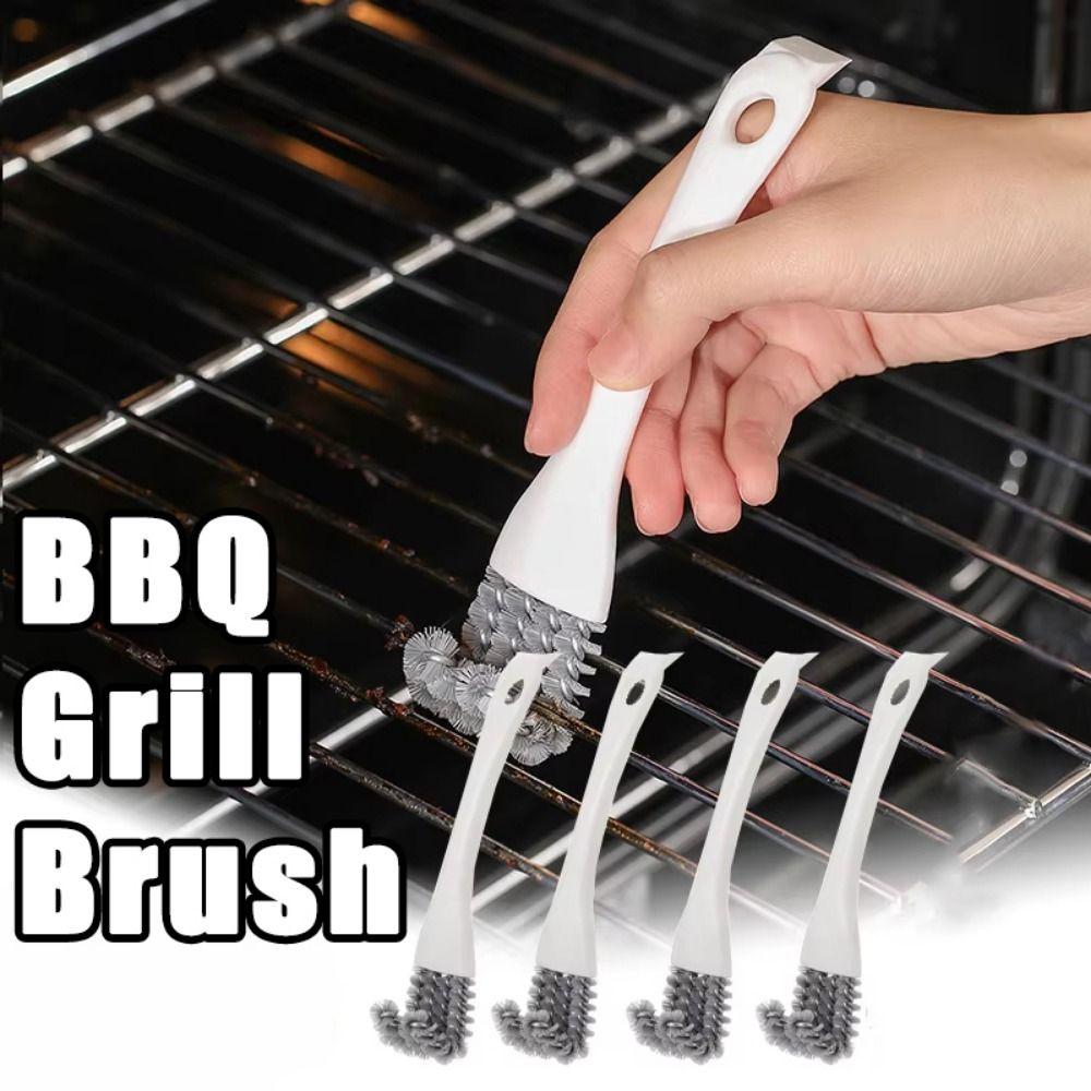 4Pcs V-shaped BBQ Grill Brush Set 2 In 1 Grid Cleaning Brush Exhaust Fan Stove Cleaner  Sink