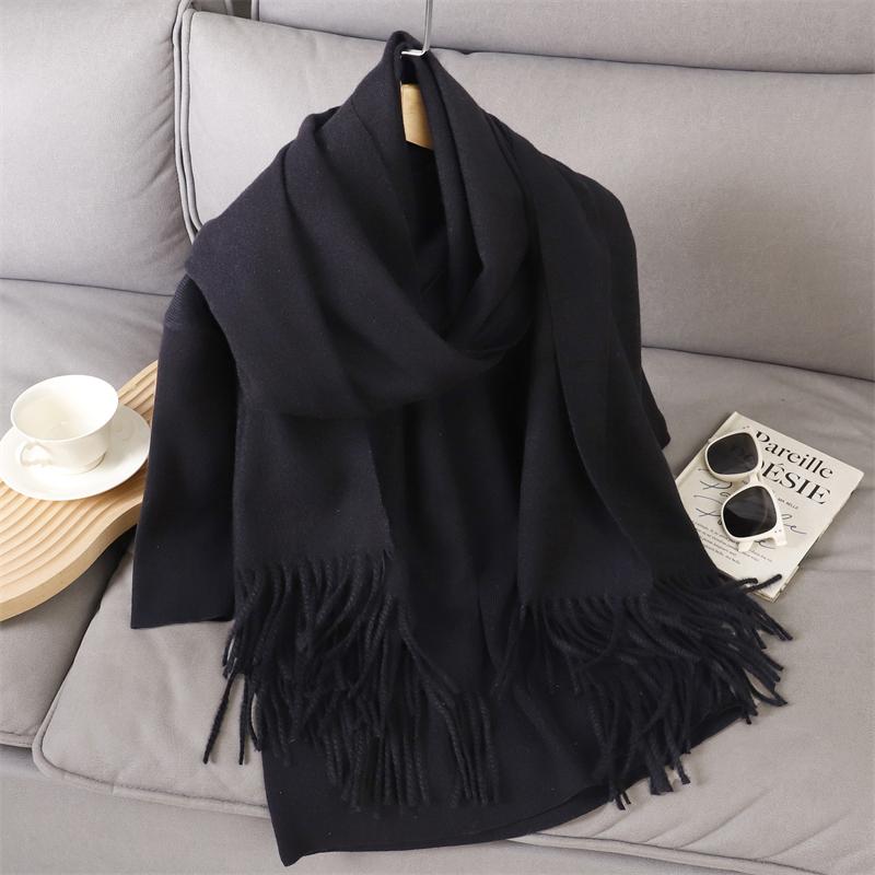Fashion Luxury Solid Women Winter Scarf Warm Thicken Cashmere Shawl Outdoor Tassels Pashmina Lady Wrap Windproof Scarves