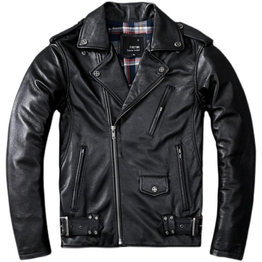 Locomotive Pure First-layer Cowhide Leather Jacket Men's Trend Youth Handsome Lapel Cycling Suit