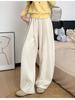 Women's Fleece-Lined Retro Scimitar Pants: Autumn/Winter 2025, High-Waisted Loose Chenille Wide-Leg with a Slimming Drape.