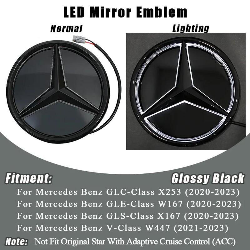 Für Mercedes Benz GLC X253 GLE W167 GLS X167 V W447 Glänzend Schwarz und Silber LED Spiegel Stil Frontgrill Stern Emblem Logo
