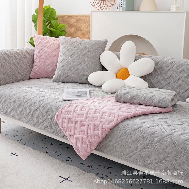 Winter New Plush Sofa Cushion Modern Simple Sofa Cover Living Room Sofa Cushion Cover Cloth