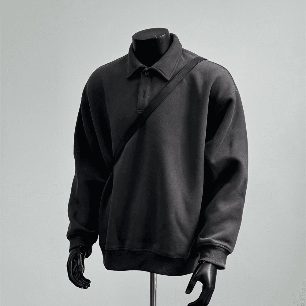 

Unisex Long-Sleeve Solid Color Casual Polo Collar Sweatshirt for Fall and Winter 3XL (170-200 jin)