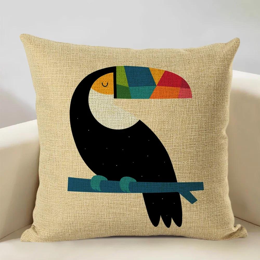 Animal Cushion Cover Linen Pillowcase Decorative Sofa Pillow Cover Home Decor Hedgehog Fox Bear Pillow Cases CM