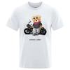 Motorcycle Enthusiast Street Teddy Rider Printed T-Shirt Men Loose Casual Short Sleeves Summer Breathable Tee Cotton Clothing