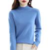 Women's Cashmere Knit Sweater - 2023 Autumn/Winter, Half-High Neck, Slimming Fit, Solid Color Pullover