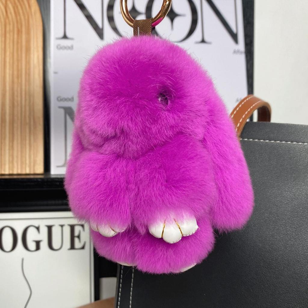 Mini Rex Rabbit Fur Pom Pom Keychain Bag Charm Keyring