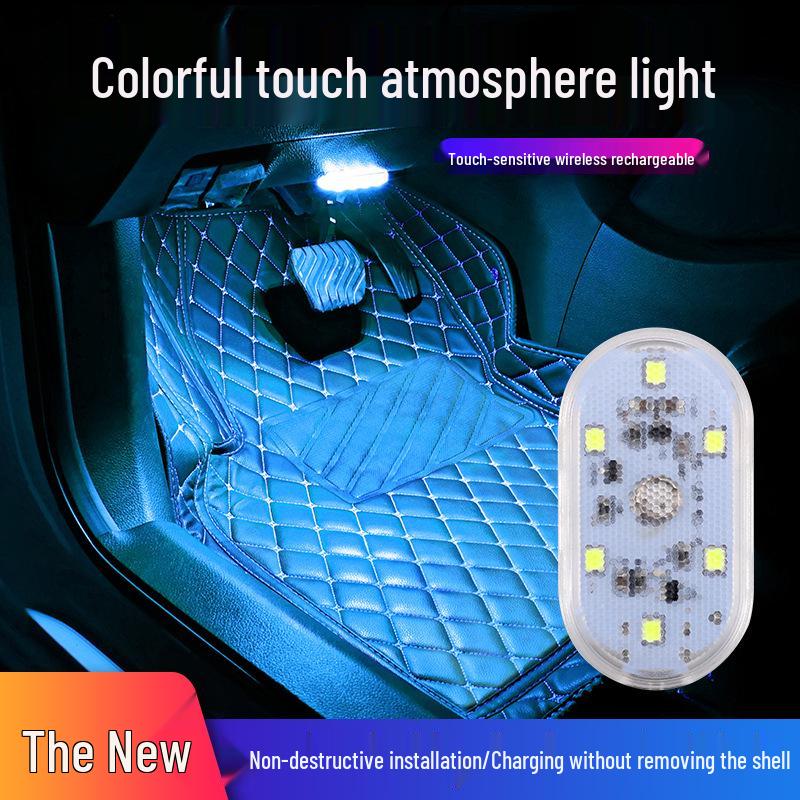 Wireless LED Touch Interior Lights - No Wiring, Seven-Color Ambient Decoration for Cars