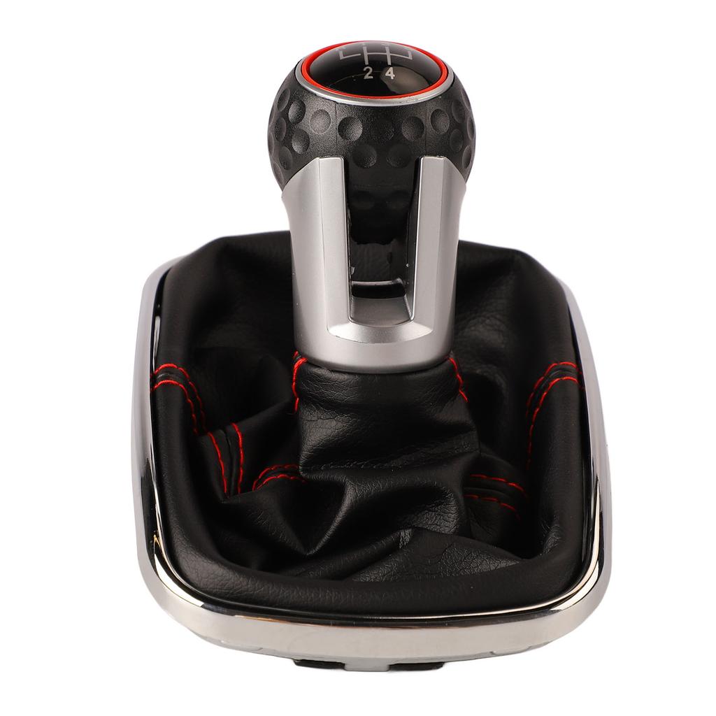 Car Shift Knob Boot 5 Speed Red Stitching Comfortable Touch Auto Gear Shifter Boot Cover Replacement for Bora