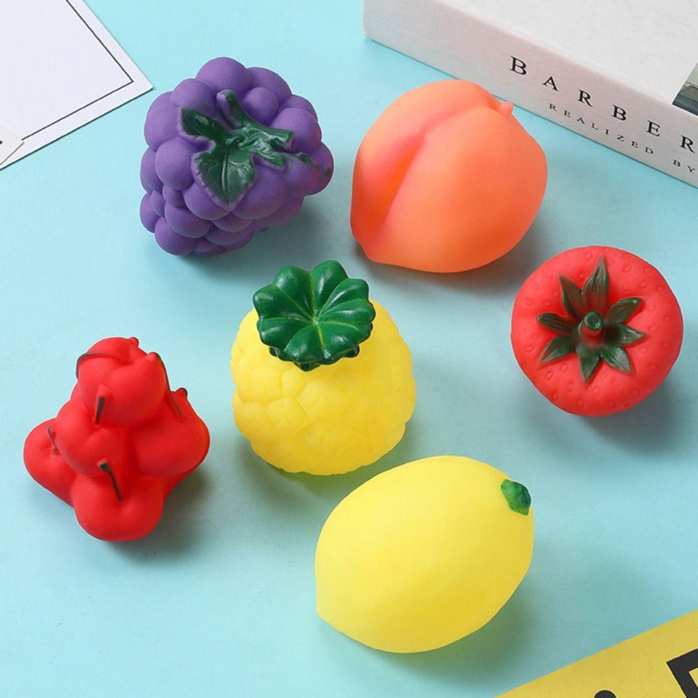 Sound Simulated Fruit Squeeze Toy Vinyl Fruit Play Water Bath Toy Children Adult