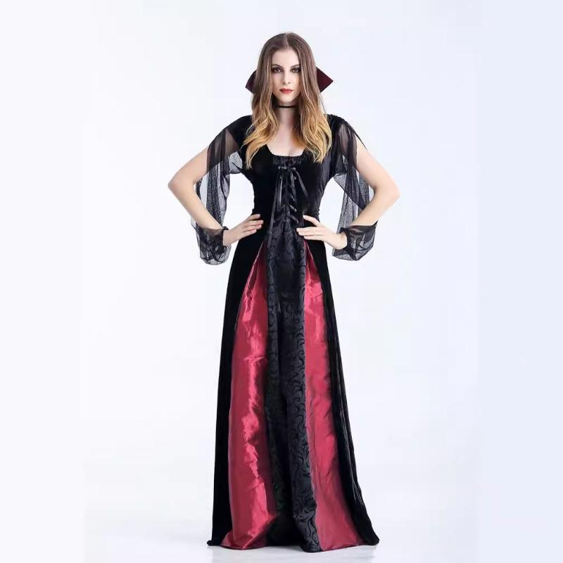 

Хэллоуин Взрослый Костюм Вампир Ведьма Королева Длинное Платье Вечеринка Униформа Костюм DS S