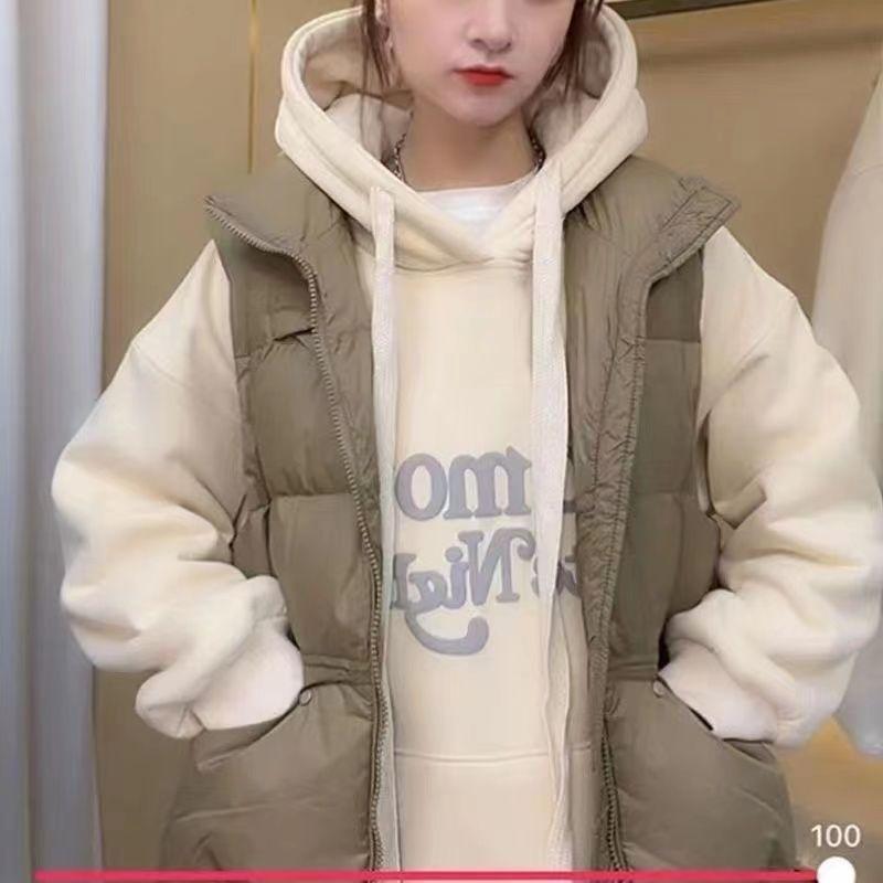 Осенне-зимняя корейская свободная толстовка с принтом, флисовое пальто с капюшоном и рукавами «летучая мышь» XXL бежевый