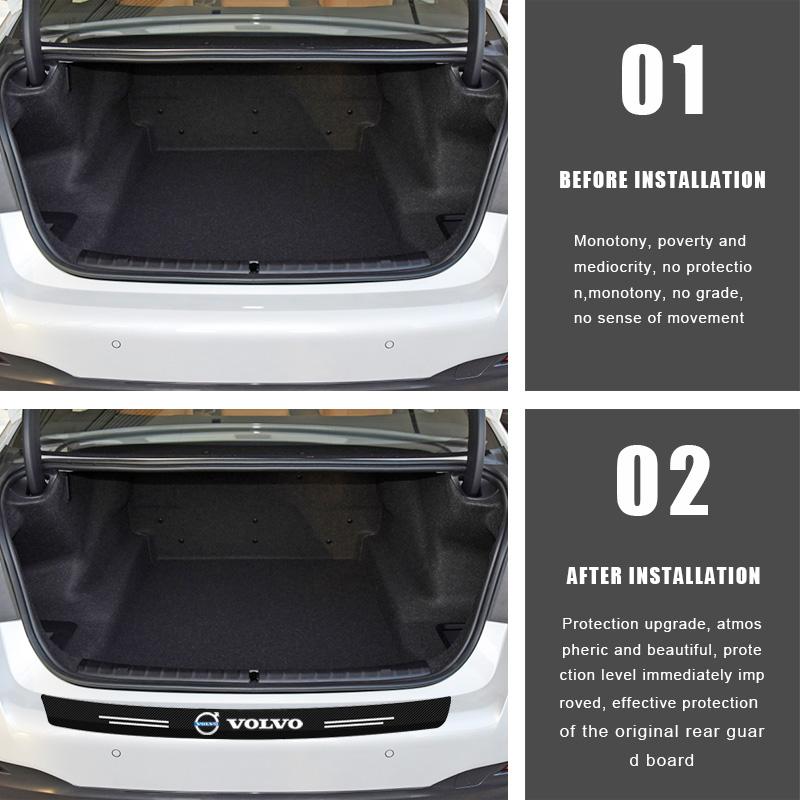 1Pcs Carbon Fiber Auto Protective Rear Trunk Bumper Guard 3D Stickers For Volvo 240 C70 S40 S50 S60 S70 S80 S90 V40 V50 V60 V90 XC40 XC60 XC90 Vnl