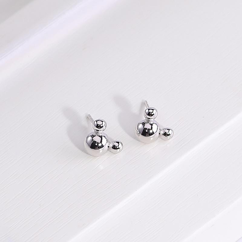 Beixi S925 Sterling Silver 3D Mickey Mouse Necklace & Cute Simple Stud Earrings 925 Sterling Silver