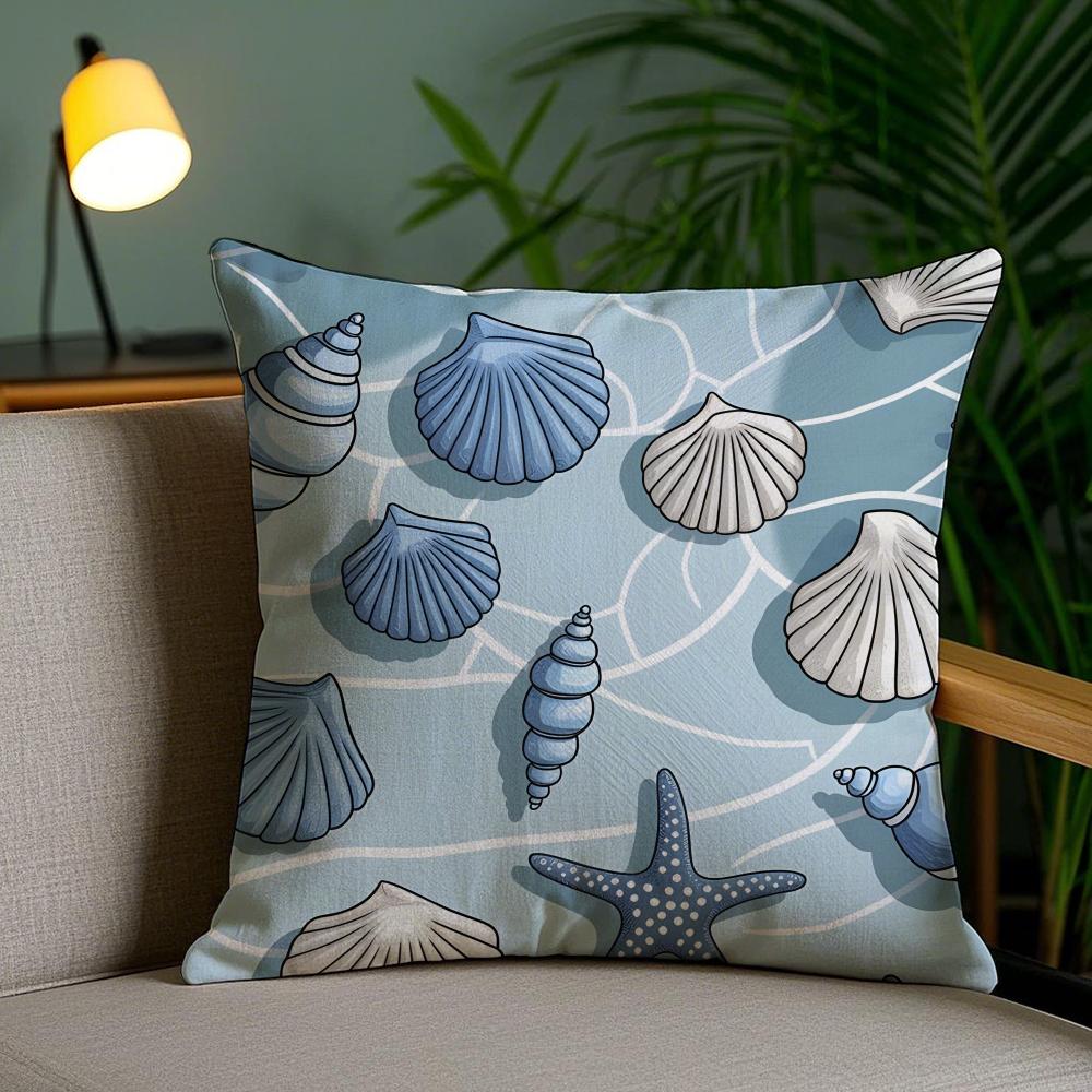 Ocean Animals Cushion Cover Soft Short Plush Double-Sided Printing Home Decor Machine Washable Pillow Case Gift