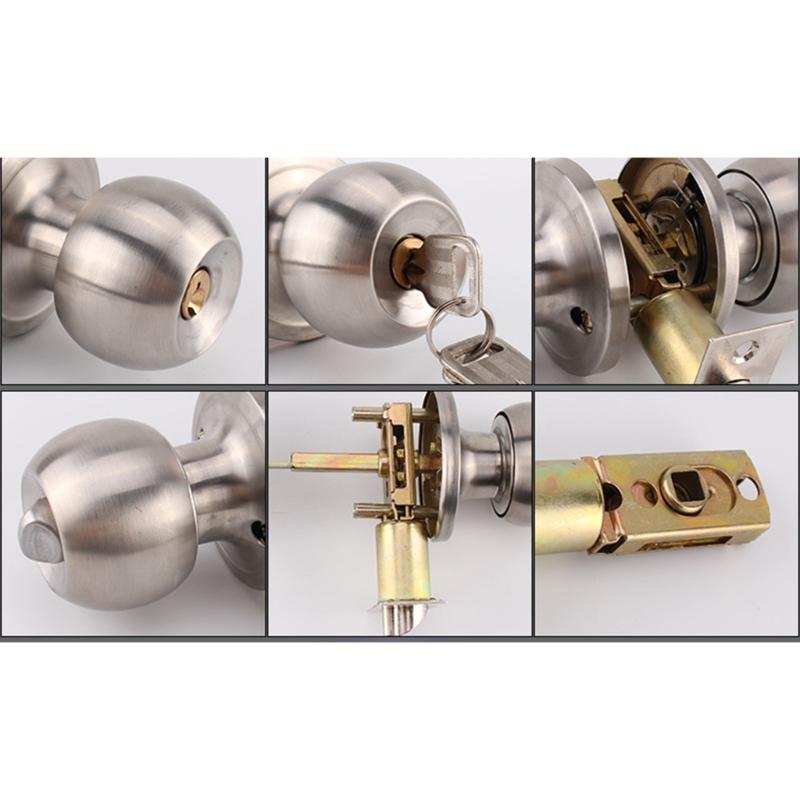 Stainless Steel Round Door Knobs Knobset Entrance Lock Interior Door Handles for Hallway, Closet, Bathroom Easy To Install