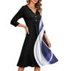 Women's Fashionable Floral Print V-Neck Three-Quarter Sleeve Casual Summer Dress