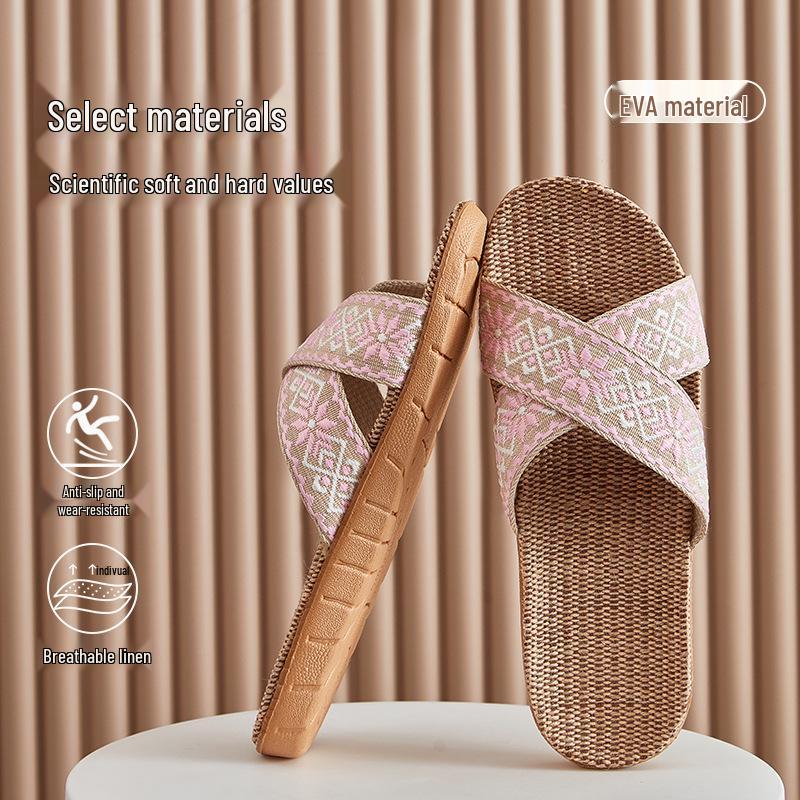 2025 Linen Slippers: Women's & Men's Non-slip, Anti-odor, Silent, Sweat-absorbent for All Seasons
