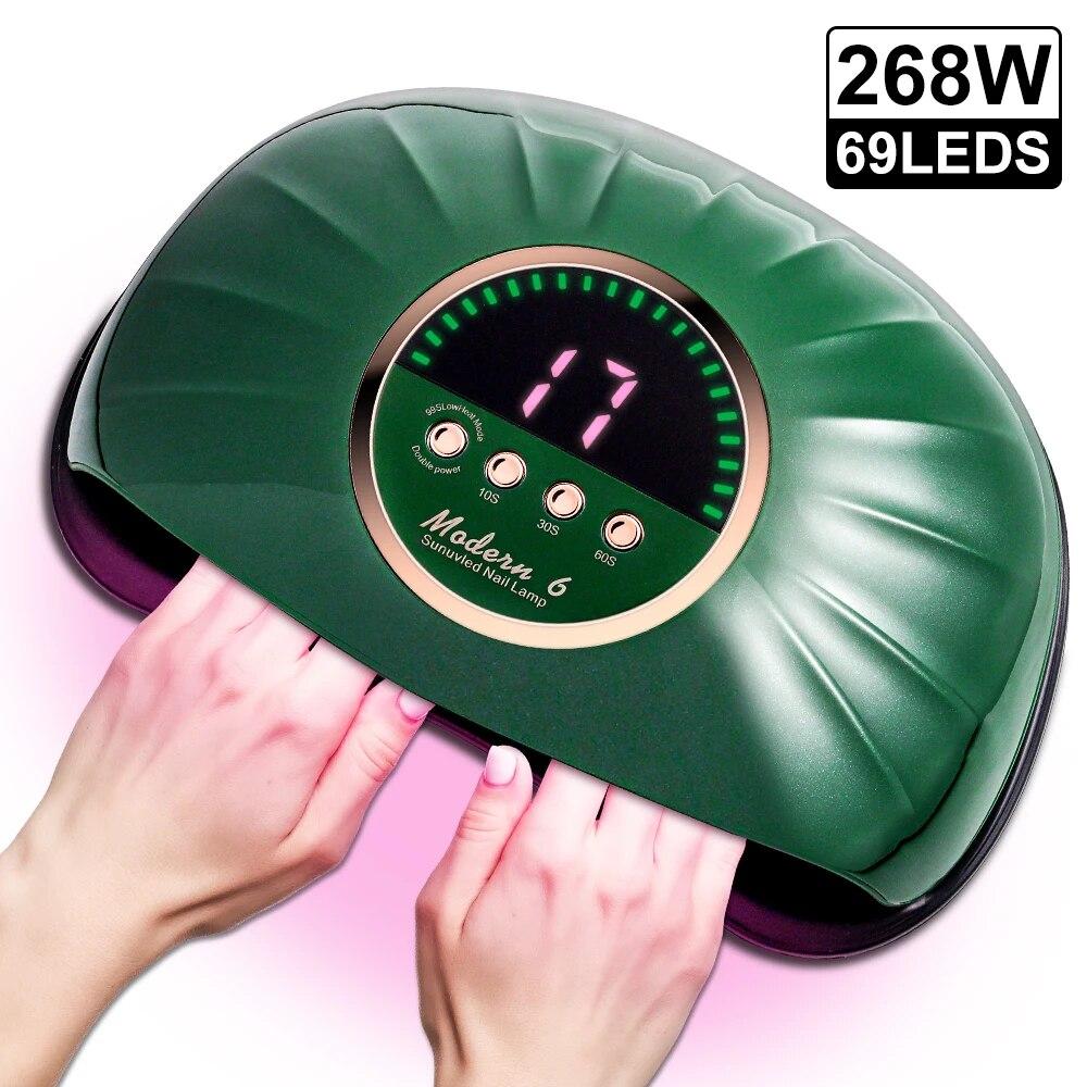 

69LEDS Профессиональная УФ-светодиодная сушилка для ногтей Лампа для сушки всех видов гель-лака для ногтей Инфракрасная сенсорная лампа для маникюрного салона Инструмент us зелёный