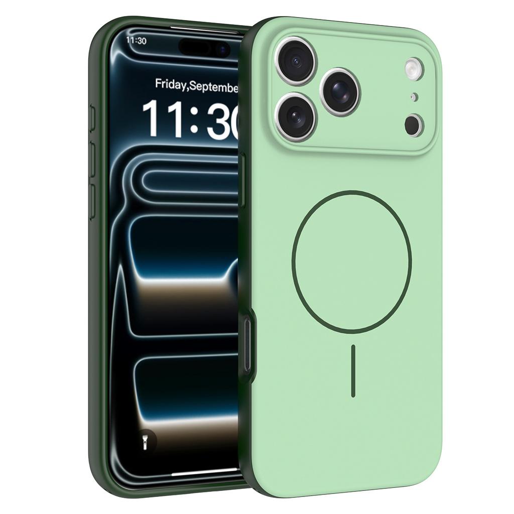 Suitable for 17pm mobile phone case, simple and advanced magnetic attraction, Apple 16 skin feeling pc + tpu anti-drop mobile phone case with lanyard.