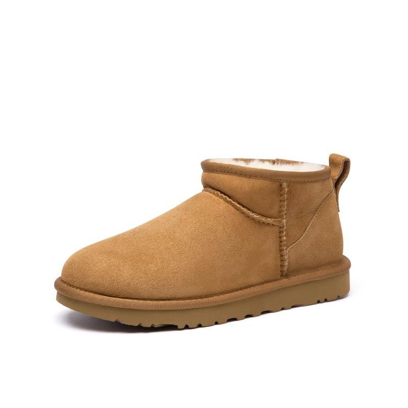 Couple Mini Snow Boots Women's Leather Short Winter New Thickened Velvet Warm Non-slip Waterproof Northeast Cotton Shoes