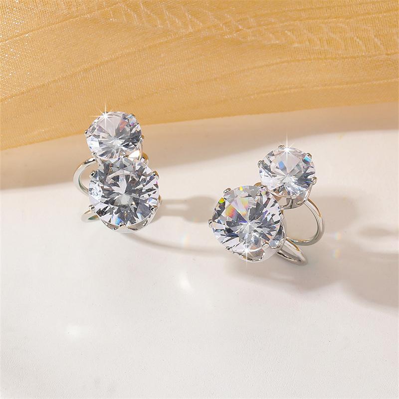 2Pcs Shiny Double-Layer Zircon Ear Clip for Women Exquisite Ear Cuff Earrings Without Ear Holes Fashion Non Piercing Ear Jewelry