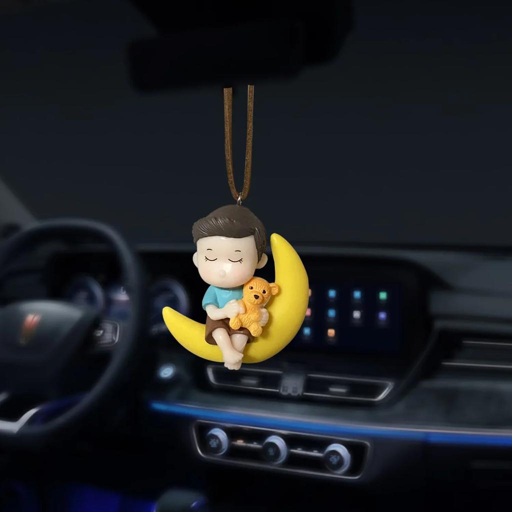 Car Interior Pendant Decor Cute Kiss Couple Swing Action Figure Hanging Gadget Auto Rearview Mirror Woman Ornaments Accessories