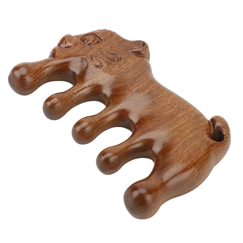 Wooden Head Scalp Comb Animal Shape Dredge Meridian Sandalwood Wide Tooth Massaging Comb