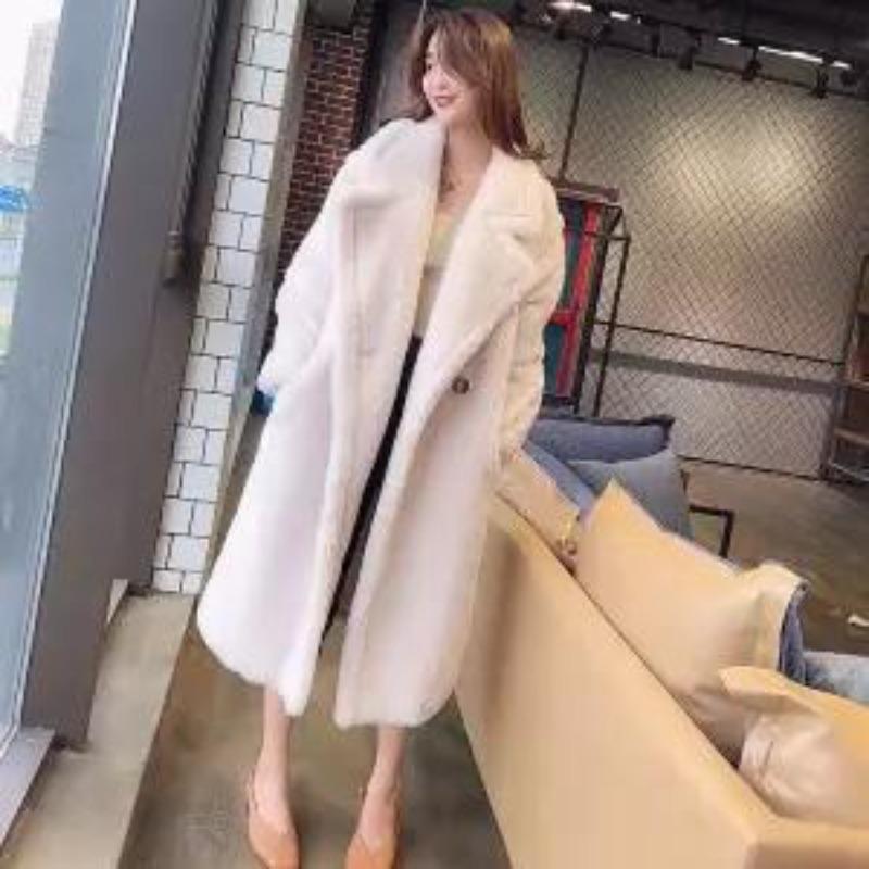 Teddy bear coat women's imitation fur coat caterpillar long silhouette cashmere coat