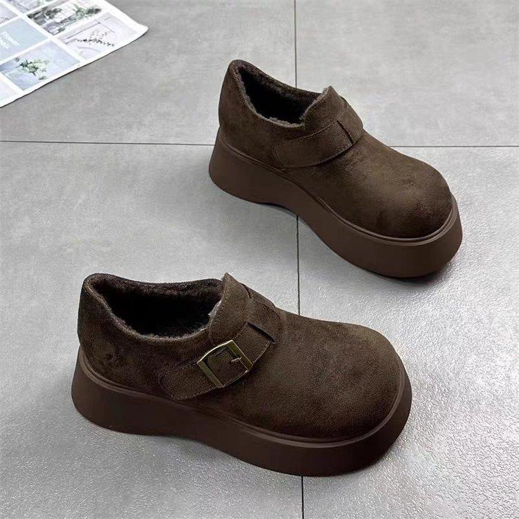 Women's Snow Boots Round Toe Fleece Lined Thick Bottom Platform Shoes Rubber Sole Summer Casual Solid Color Adult Footwear