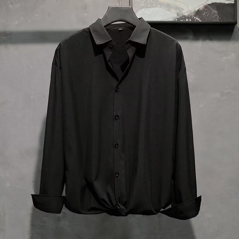 Men's Casual Loose-Fit Long-Sleeve Shirt - Trendy Korean Style for Spring & Autumn