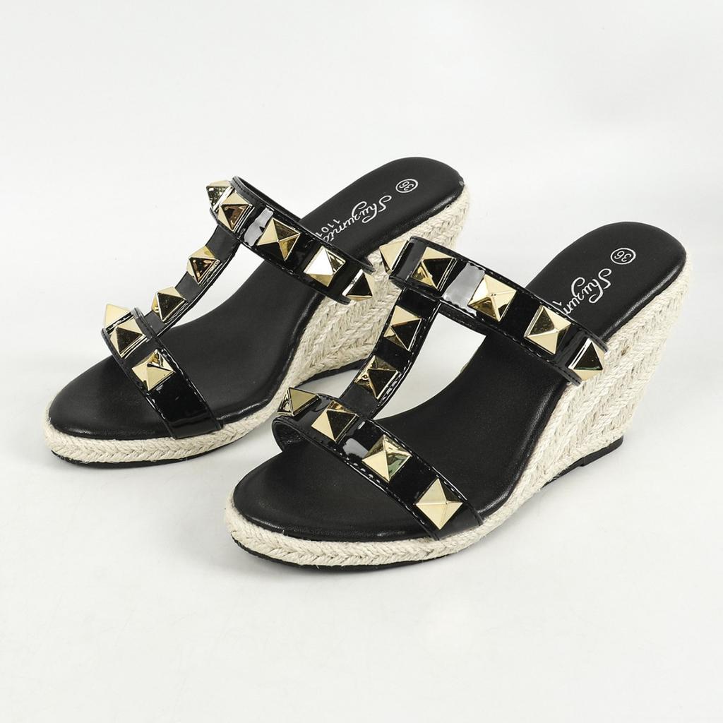 Fashion 12cm Sexy Braided Hemp Rope Wedge Sandals Women's High Heel Slippers - Summer Beach Platform Design