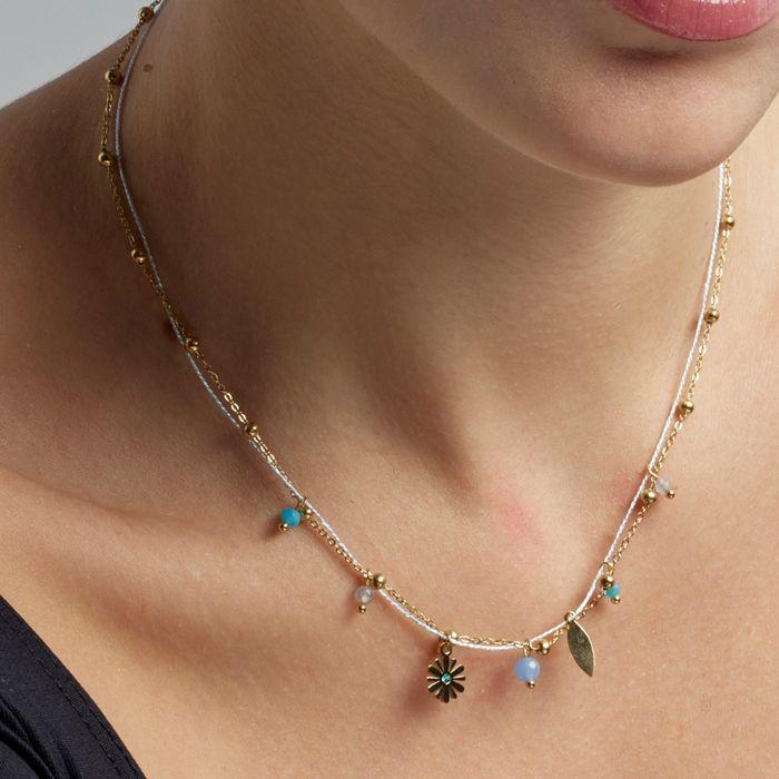 Collier Luxenter avec cristal bleu finition or 18k - Thase