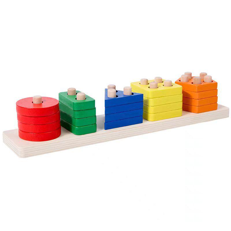 Montessori Geometric Stacking & Shape Matching Blocks for Ages 3-6