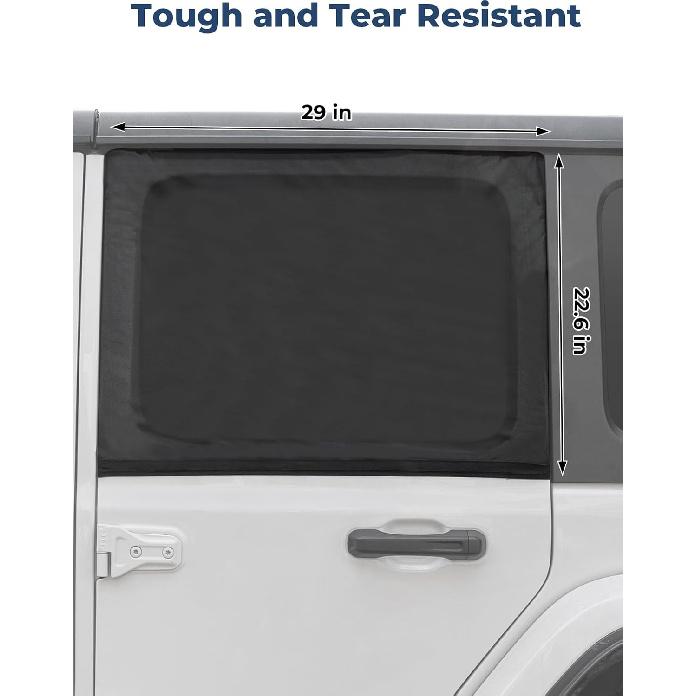 JOYTUTUS Rear Wrangler Side Window Sun Shade Camping Window Ect Screen Compatible With 2007-2024 Wrangler JK JL 4 Doors Gladiator JT, Car Window