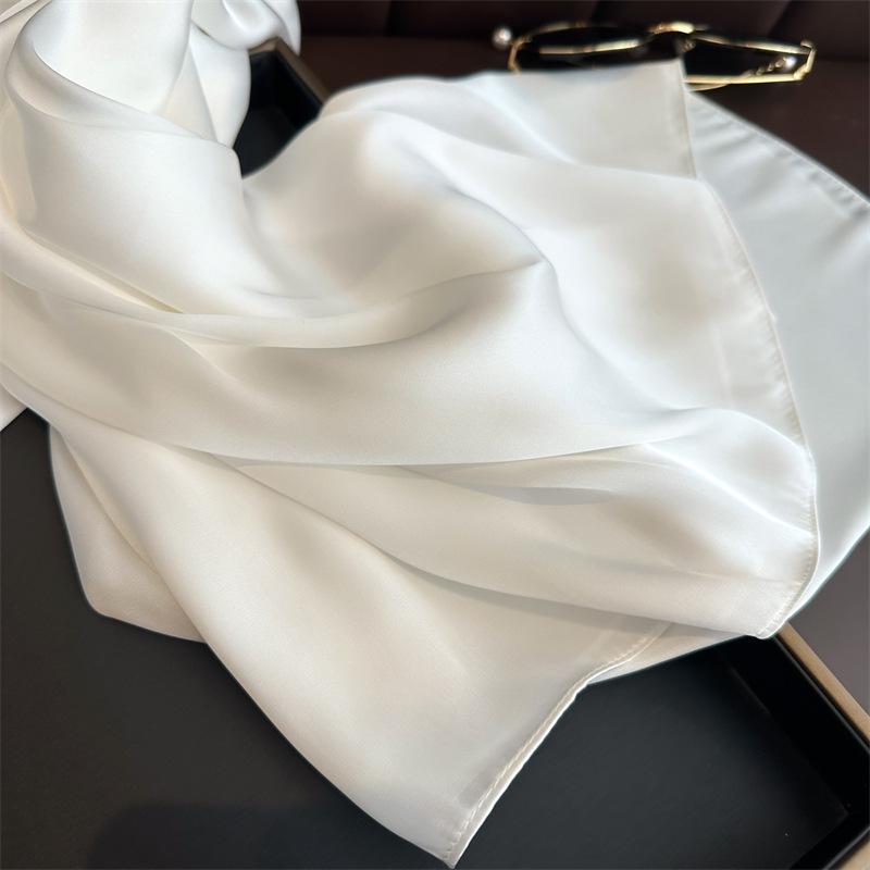 Versatile Silk-Like Scarf: Women's Spring/Summer Plain Gauze Wrap - Headscarf, Beach Towel, or Korean Satin Style