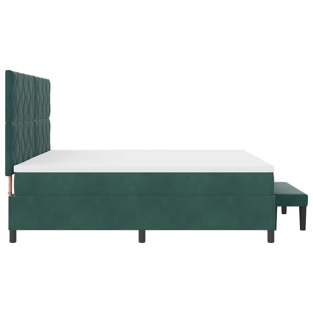 Box Spring Bed with Headboard Dark Green 200 x 200 cm Velvet