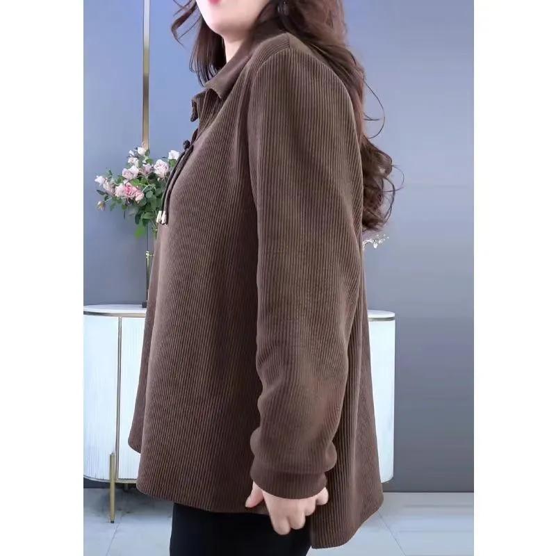 Plus Size Women's Fashion Age-reducing Long-sleeved T-shirt Spring and Autumn Inner Top Western-style Bottoming Shirt