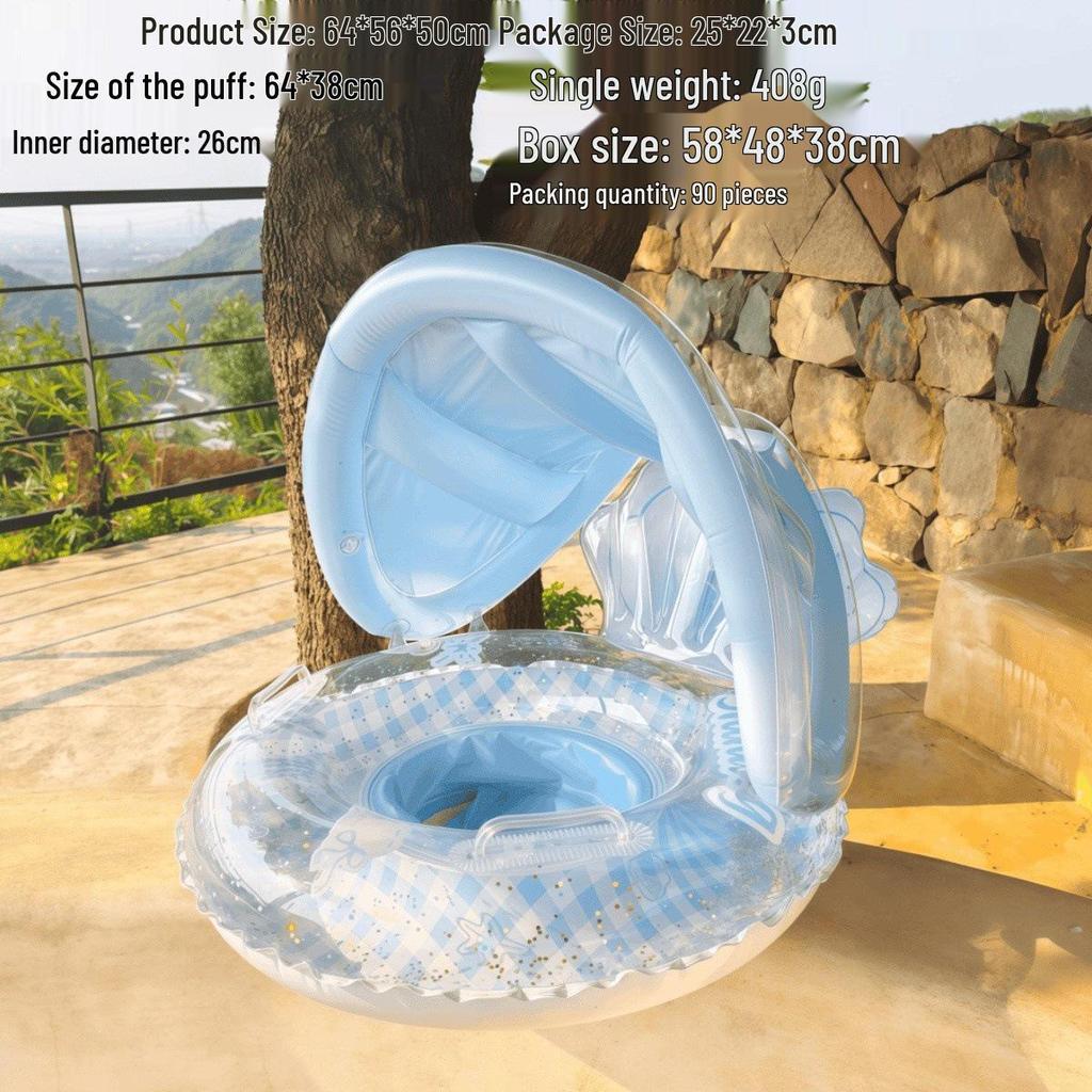 Large Toddler Boat-Themed Swimming Ring with Canopy & Steering Wheel