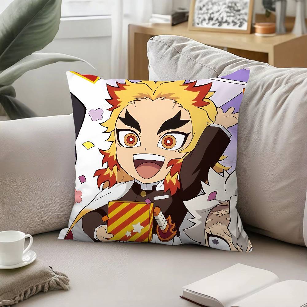 Cool K-kyoujurou Rengoku Pillow Case Cushion Cover Soft Cute Throw Pillow Case For Car Sofa Pillowcase Polyester With Zipper