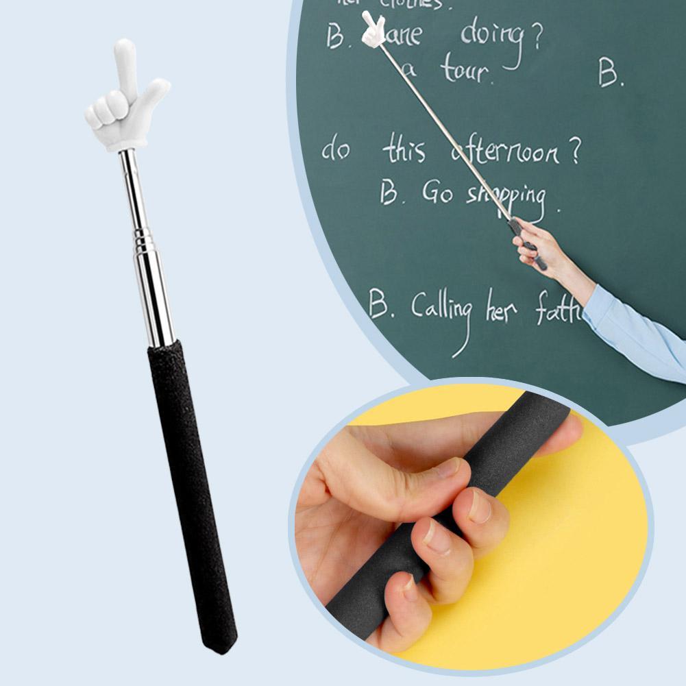 1PC Stainless Steel  School Office Teaching Pointer Telescopic Rod Finger Design Teaching Stick Finger Reading Sticks
