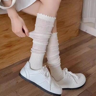 Female Spring and Autumn Sweet Wooden Ear Side Calf Pile Socks