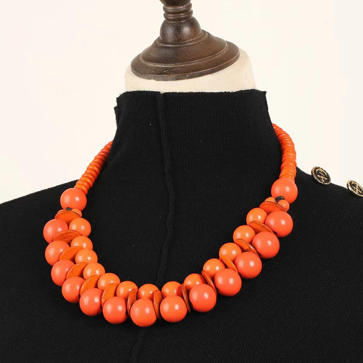 

1 шт. Дорожные украшения Экзотическая европейская и американская богемная этническая ретро-цепочка из кокосовой скорлупы для свитера Длинное ожерелье оранжевый