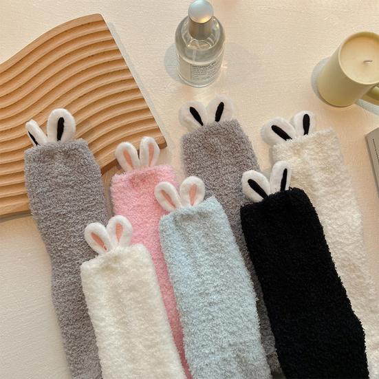Plush Socks with Rabbit Ears Women Winter Warm Fluffy Socks Thick Soft Cute Floor Socks for Home Bedroom Living Room Sleep