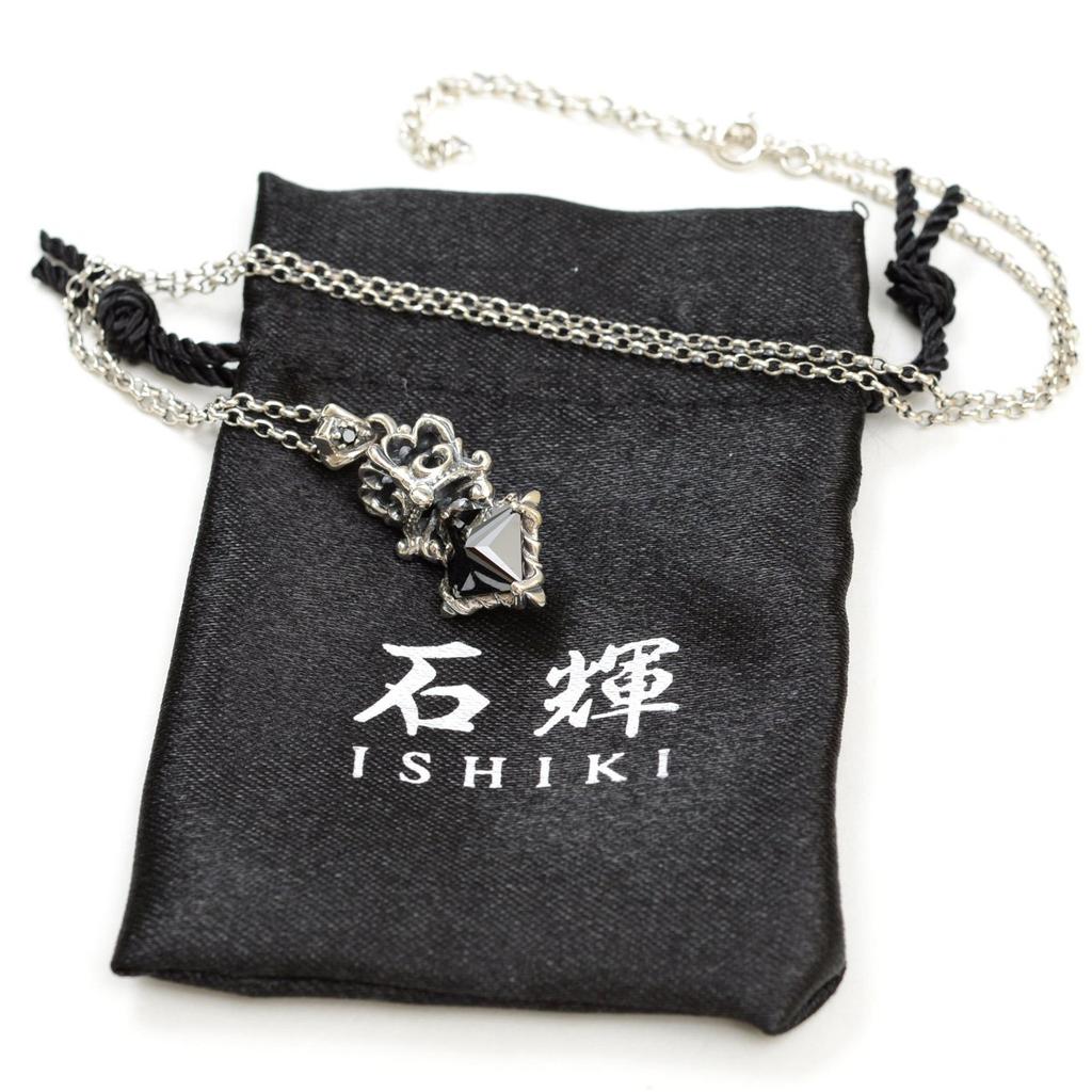 Silver 925 Onyx Necklace Crown Natural Stone Power Stone [Ishiki] [663svn]
